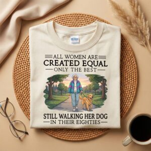 Still Walking Her Dog in Their Eighties Tee, Vintage Grandma Pet T-Shirt, 80th Mom Birthday Gift