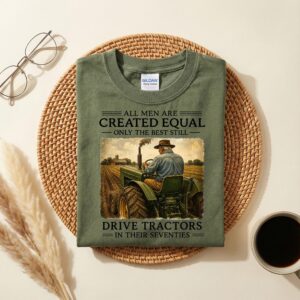 Drive Tractors in Their Seventies Shirt, 70th Birthday Farmer Grandpa Gift, Vintage Farming Tractor Tee
