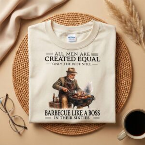 Funny BBQ Grandpa Shirt, Barbecue Like a Boss in Their Sixties Tee, 60th Birthday Grilling Dad Gift