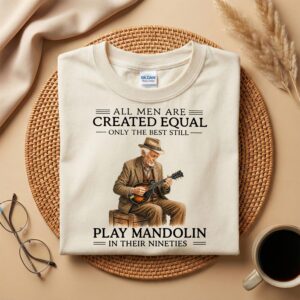 90th Birthday Mandolin Player Shirt, Funny Nineties Musician Gift Tee for Grandpa