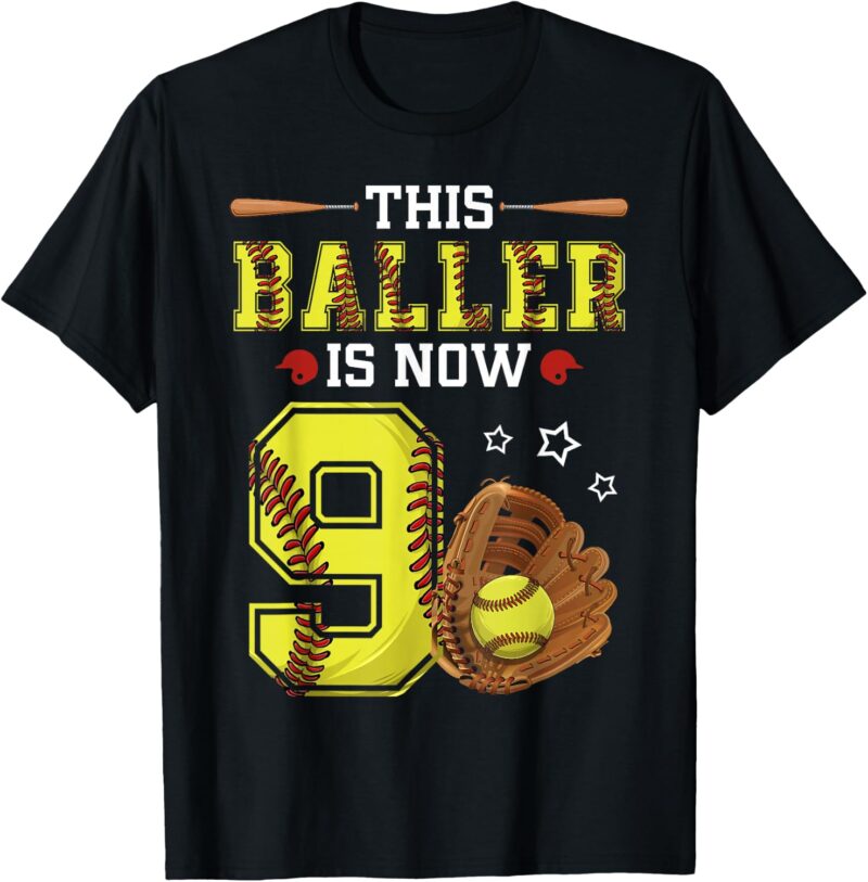 9th-Birthday-Softball-This-Baller-Is-Now-Nine-T-Shirt-Sapelle-Shirt 9th Birthday Softball This Baller Is Now Nine T-Shirt Sapelle Shirt