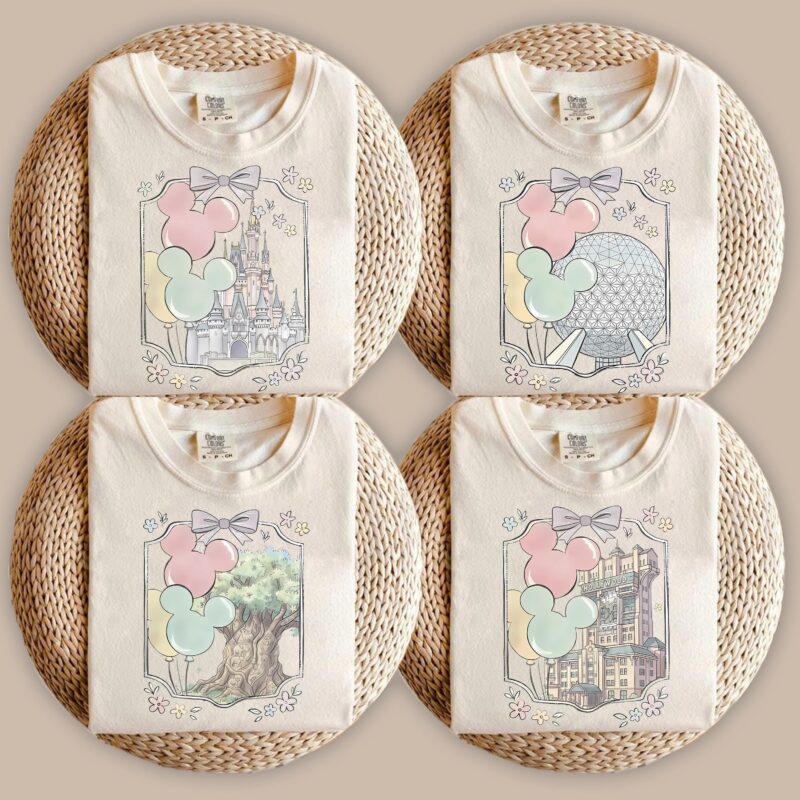 Coquette-Bow-Walt-Disney-World-4-Parks-Retro-Comfort-Color-Shirt-Epcot-Center-Hollywood-Studio-Animal-Kingdom-Cinderella-Castle-Trip-Tee Coquette Bow Walt Disney World 4 Parks Retro Comfort Color Shirt