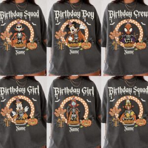 Disney Halloween Birthday Checkered Family Squad Graphic Tee