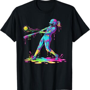 Ice Cream Softball Drip T-Shirt for Girls