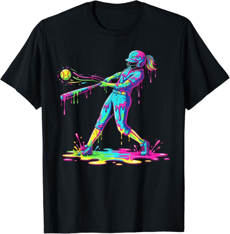 Ice Cream Softball Drip T-Shirt for Girls