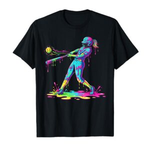 Ice Cream Softball Drip T-Shirt for Girls