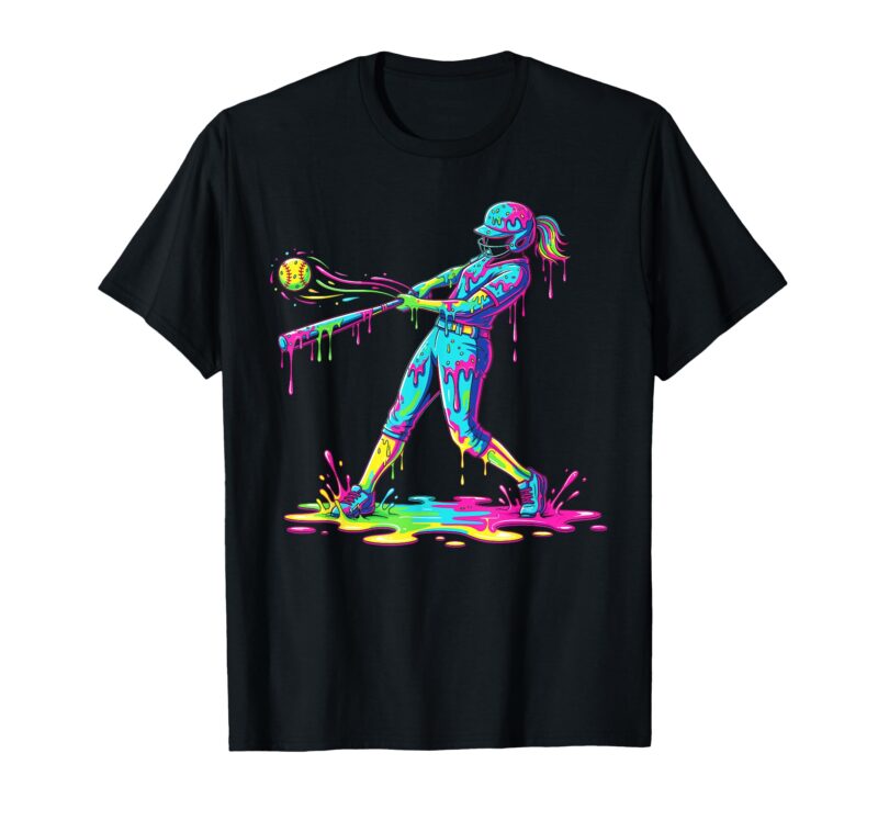 Ice-Cream-Softball-Drip-T-Shirt-for-Girls-Softball-Player-Design-Sapelle-Shirt Ice Cream Softball Drip T-Shirt for Girls