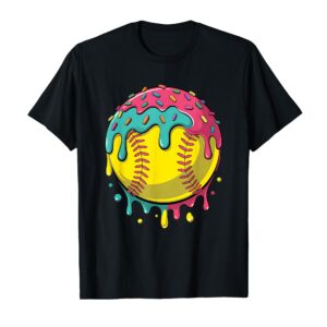 Ice Cream With Sprinkles Softball Drip Girls T-Shirt Sapelle Shirt