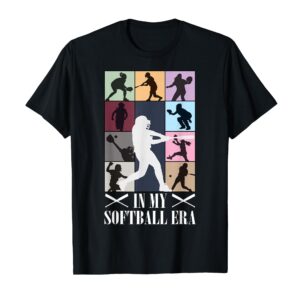 In My Softball Era Funny Groovy Retro Softball Girl T-Shirt Sapelle Shirt