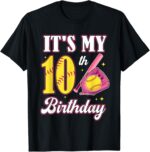 It's My 10th Birthday Softball Girl 10 Year Old Party T-Shirt by Sapelle Shirt