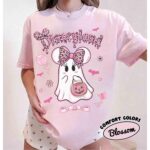 Minnie-Pink-Ghost-Leopard-Halloween-Graphic-Tee-Retro-Disneyland-Est-1955-WDW-Animal-Kingdom-Trip Minnie Pink Ghost Leopard Halloween Graphic Tee