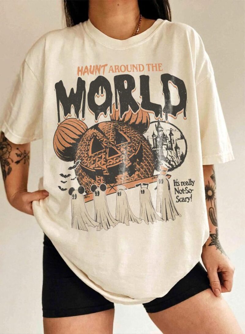 Retro Disney Halloween Mickey & Friends Ghost Graphic Tee - Haunt Around The World