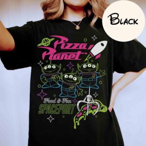 Retro Disney Pixar Toy Story Aliens Pizza Planet Food & Fun Spaceport Shirt