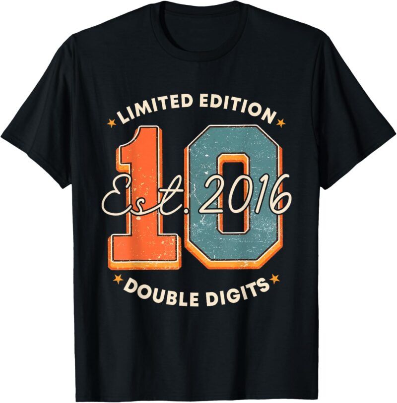 Sapelle Shirt 10th Birthday Double Digits T-Shirt for Girls