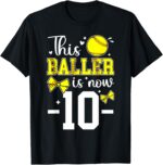 Sapelle Shirt 10th Birthday Softball Girl T-Shirt for Ten-Year-Old Softball Player
