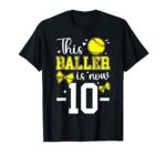 Sapelle Shirt 10th Birthday Softball Girl T-Shirt for Ten-Year-Old Softball Player