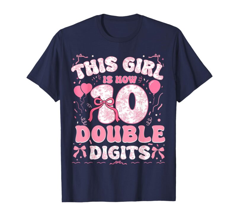 This Girl Is Now 10 Double Digits Coquette Bow Pink Shirt