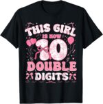 Sapelle-Shirt-10th-Birthday-T-Shirt-for-Girls-This-Girl-Is-Now-10-Double-Digits-Coquette-Bow-Pink-Shirt Sapelle Shirt 10th Birthday T-Shirt for Girls