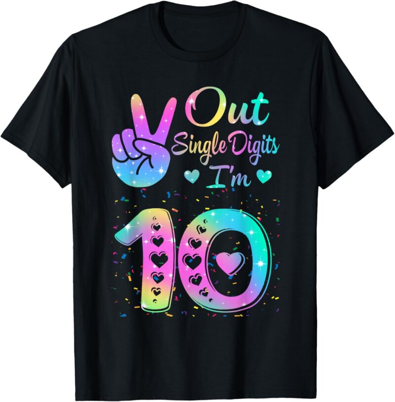 Sapelle Shirt 10th Birthday Tie-Dye T-Shirt for Girls and Women