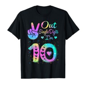 Sapelle Shirt 10th Birthday Tie-Dye T-Shirt for Girls and Women