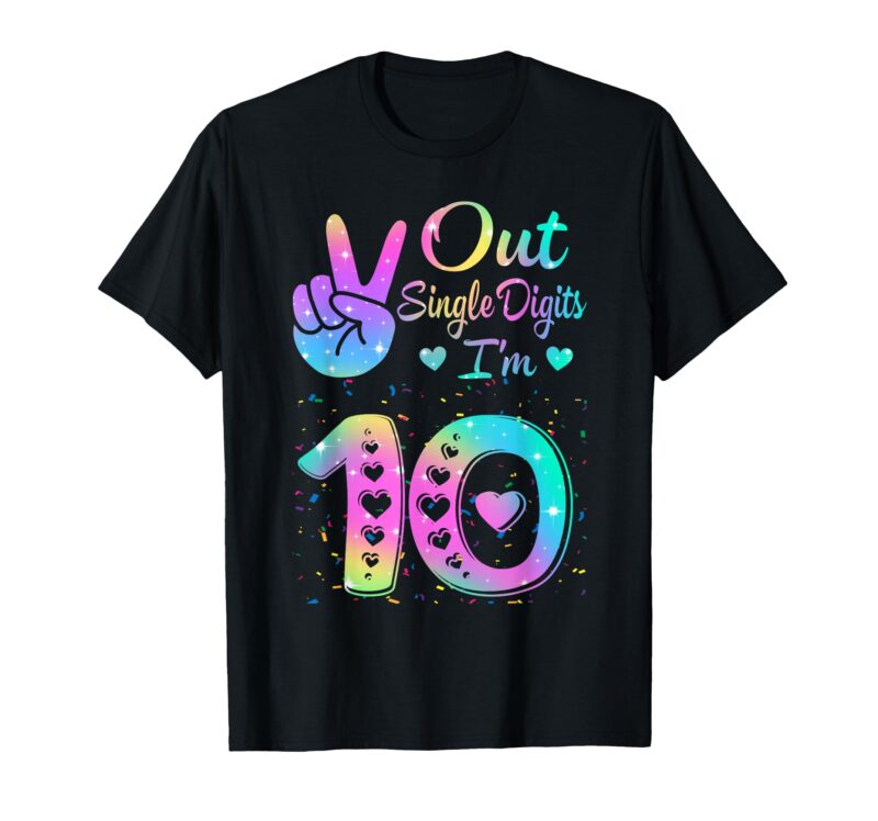 Sapelle Shirt 10th Birthday Tie-Dye T-Shirt for Girls and Women