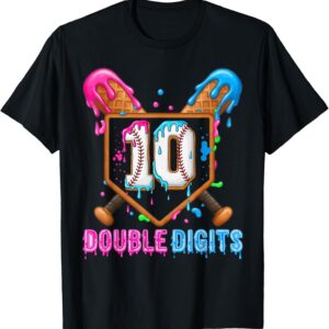 Sapelle Shirt Baseball Drip 10th Birthday Boy Double Digits Ice Cream Drip T-Shirt
