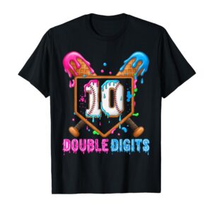 Sapelle Shirt Baseball Drip 10th Birthday Boy Double Digits Ice Cream Drip T-Shirt