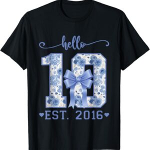 Sapelle Shirt Blue Coquette Bow It's My 10th Birthday Girl T-Shirt