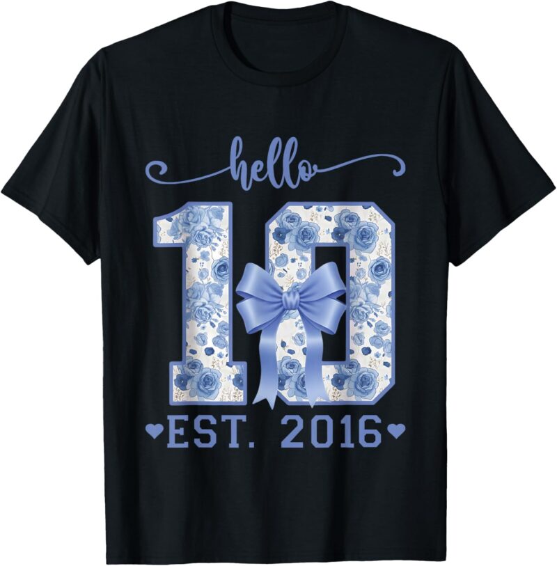 Sapelle Shirt Blue Coquette Bow It's My 10th Birthday Girl T-Shirt