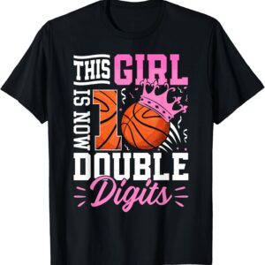 Sapelle Shirt Double Digits Basketball 10th Birthday T-Shirt for Girls