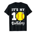 Sapelle Shirt It's My 10th Birthday Softball T-Shirt for a Ten-Year-Old Boy