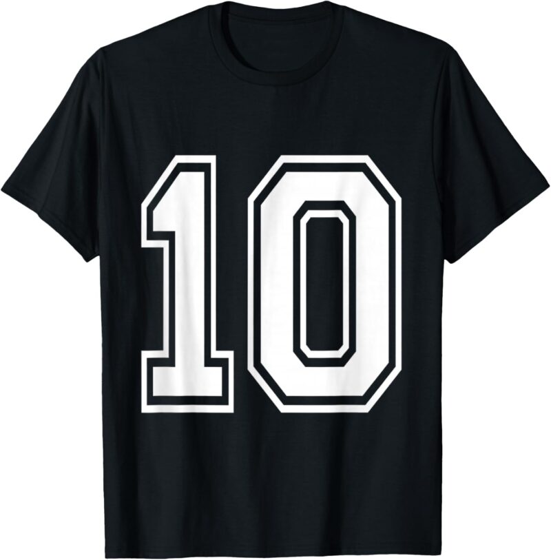 Sapelle Shirt Number 10 Varsity Style Sports Birthday T-Shirt