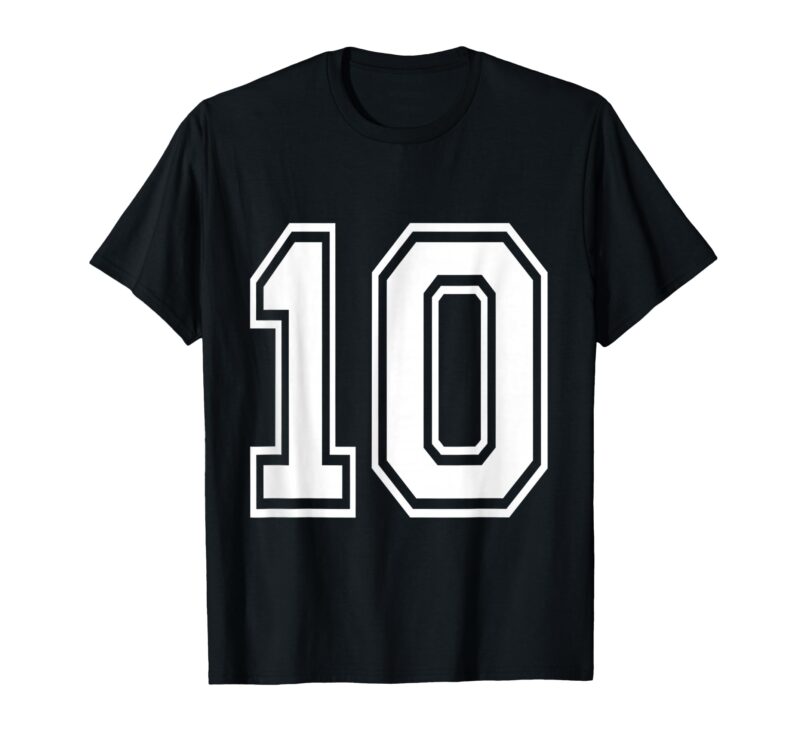 Sapelle Shirt Number 10 Varsity Style Sports Birthday T-Shirt