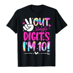Sapelle Shirt Peace Out Single Digits 10th Birthday T-Shirt for 10-Year-Old Girl