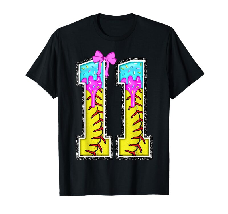Sapelle-Shirt-Softball-11th-Birthday-Girl-Ice-Cream-Drip-Bow-T-Shirt Sapelle Shirt Softball 11th Birthday Girl Ice Cream Drip Bow T-Shirt