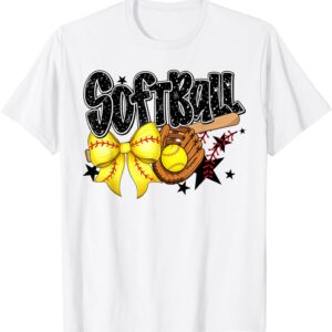 Sapelle Shirt Softball Coquette Bow Game Day Vibes T-Shirt for Women and Girls