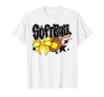 Sapelle Shirt Softball Coquette Bow Game Day Vibes T-Shirt for Women and Girls