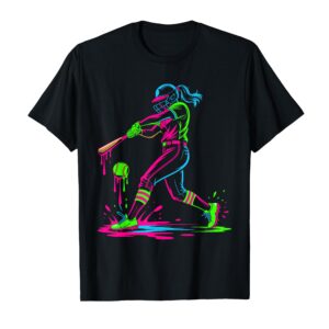 Sapelle Shirt Softball Girl Ice Cream Drip T-Shirt