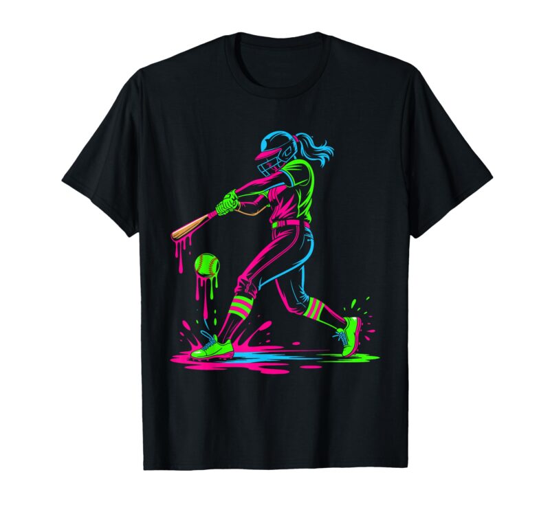 Sapelle Shirt Softball Girl Ice Cream Drip T-Shirt