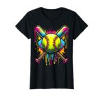 Sapelle Shirt Softball Girl Ice Cream Drip T-Shirt