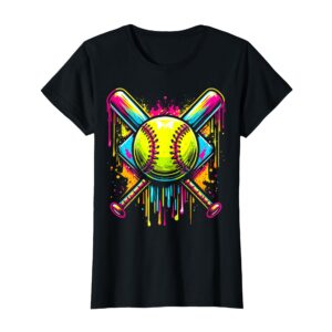Sapelle Shirt Softball Girl Ice Cream Drip T-Shirt