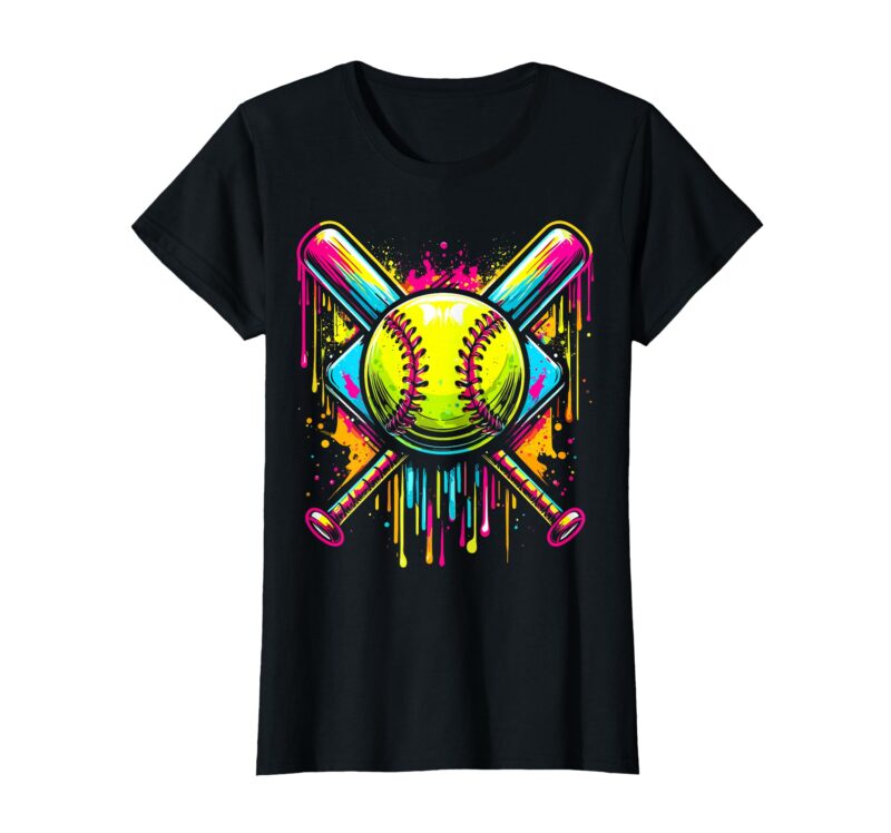 Sapelle Shirt Softball Girl Ice Cream Drip T-Shirt