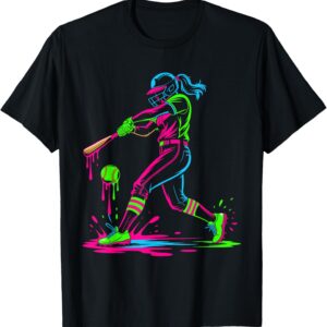 Sapelle Shirt Softball Girl Ice Cream Drip T-Shirt