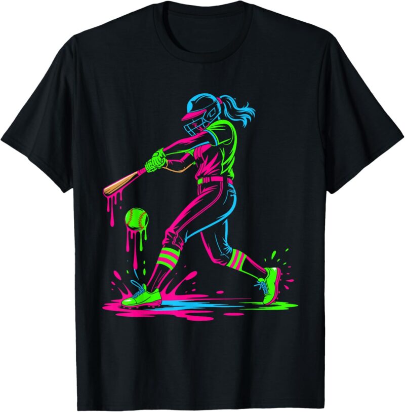 Sapelle Shirt Softball Girl Ice Cream Drip T-Shirt