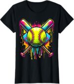 Sapelle Shirt Softball Girl Ice Cream Drip T-Shirt