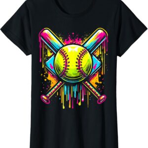 Sapelle Shirt Softball Girl Ice Cream Drip T-Shirt