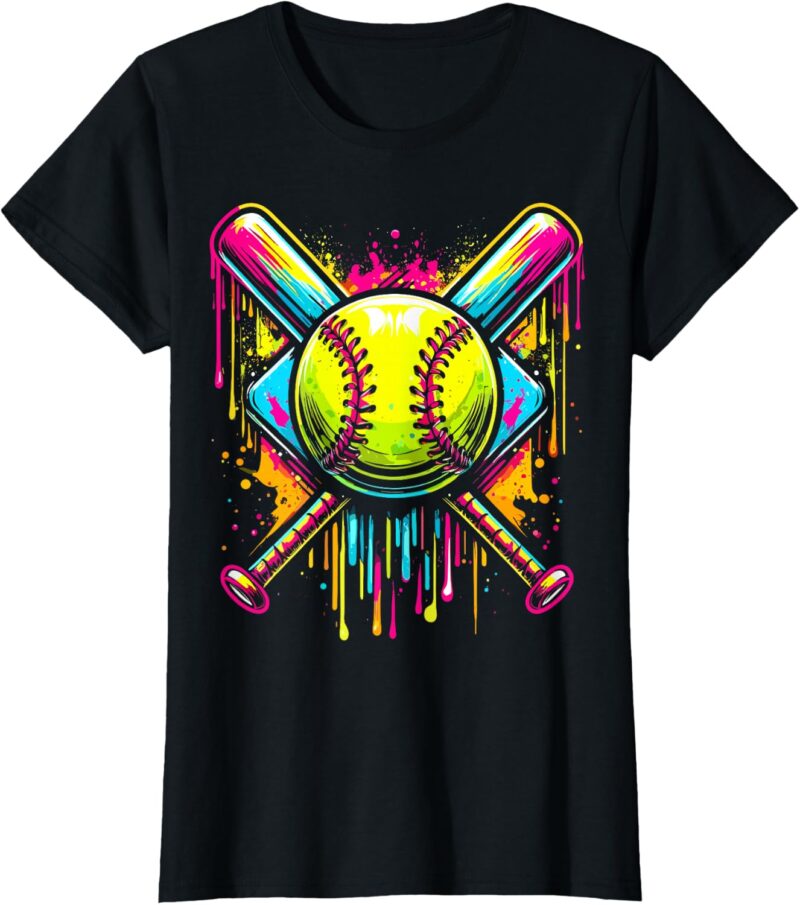 Sapelle Shirt Softball Girl Ice Cream Drip T-Shirt