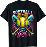 Sapelle Shirt Softball Player Girl Ice Cream Drip T-Shirt