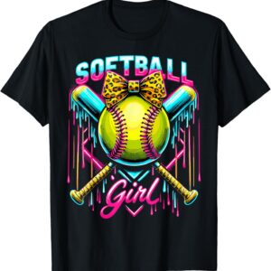 Sapelle Shirt Softball Player Girl Ice Cream Drip T-Shirt