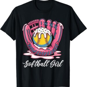 Sapelle Shirt Softball Player Girl Ice Cream Softball Drip T-Shirt